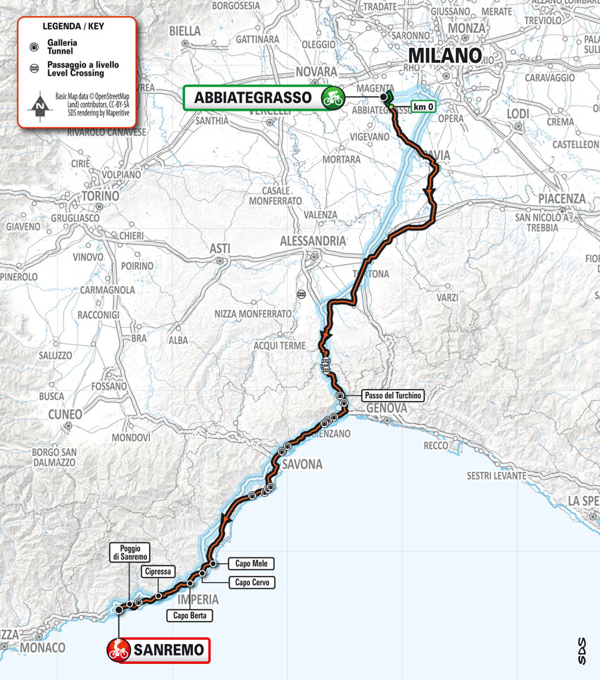 Planimetria/Map Milano-Sanremo 2023
