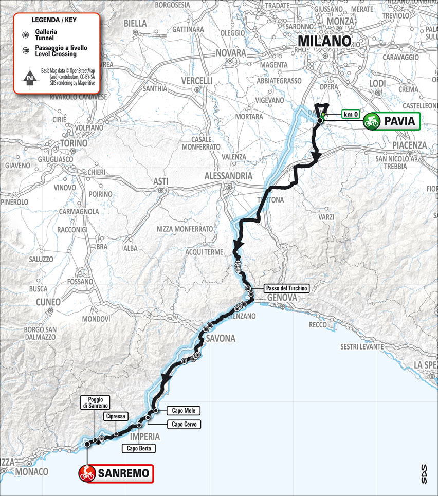 Planimetria/Map Milano-Sanremo 2025